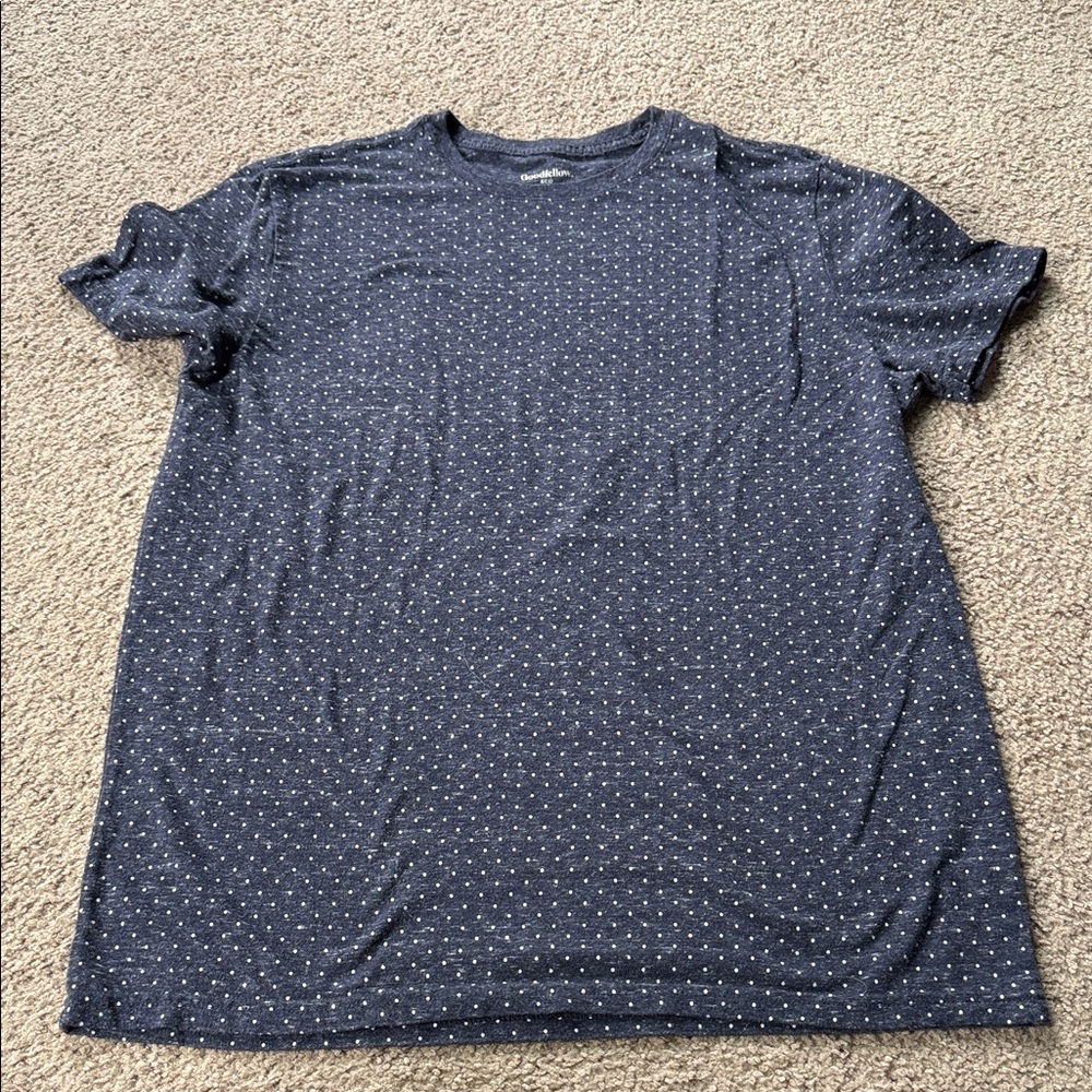 Goodfellow & Co Men's Dark Blue Tee with White Dots